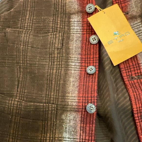 ETRO Milano Women's Checked Wool/Cotton Vest. Size IT 48. Made in Italy. - Picture 3 of 7